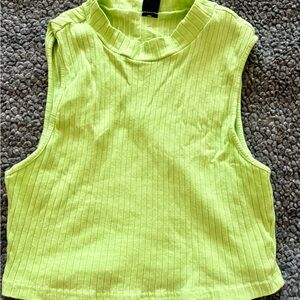 SHEIN Neon Lime Green Ribbed Mock Neck Crop Tank. Size Medium. BNWOT